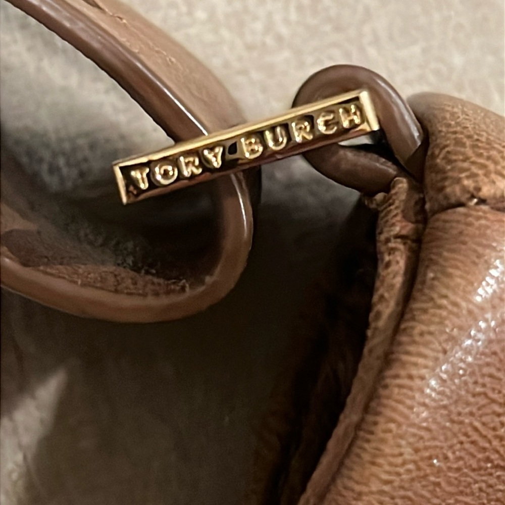 Tory Burch Cognac Brown Leather Hobo Handbag Shoulder Bag Classic Vintage - Picture 12 of 16